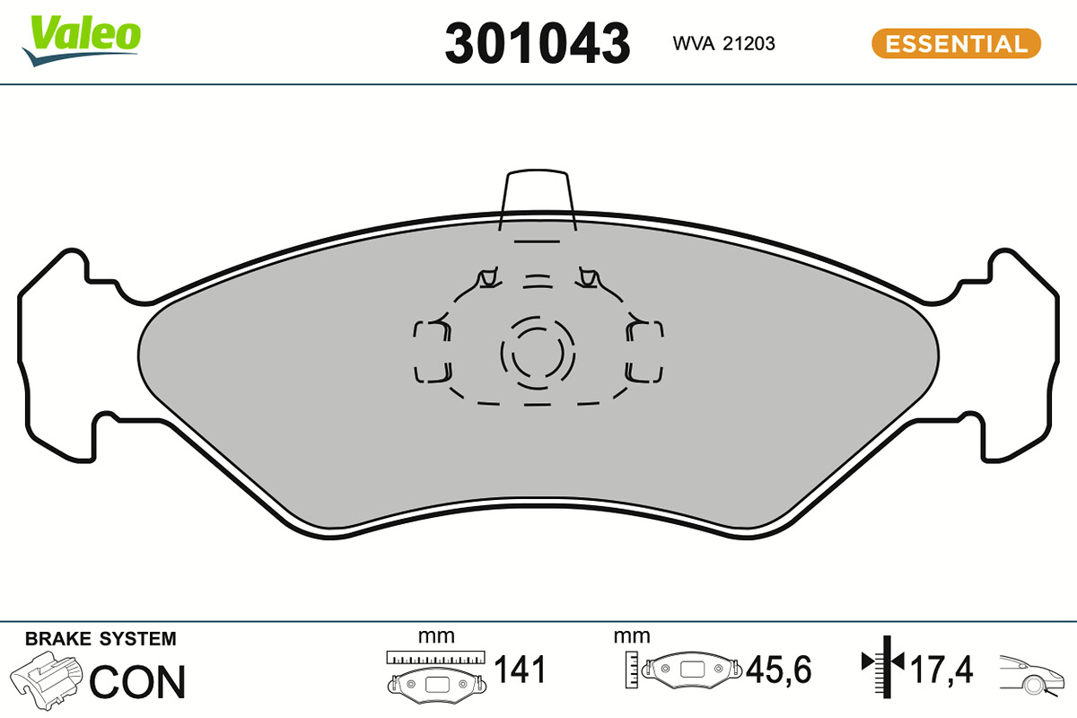 Jeu de 4 plaquettes de frein VALEO ref. 301043